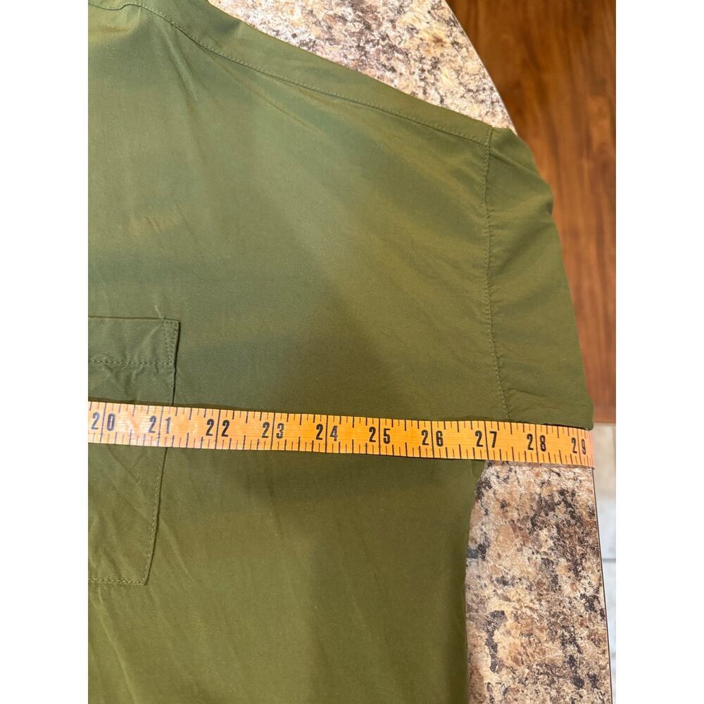 Moss Green Crinkle Style J. Jill Button Down Long-Sleeve Business Casual- Sz L - Picture 9 of 11